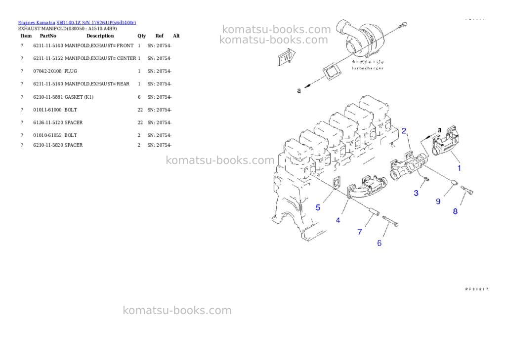 Komatsu s6d140-1z s/n 17626-up Parts catalog cover Page 4 Komatsu s6d140-1z s/n 17626-up Parts catalog cover Page 4