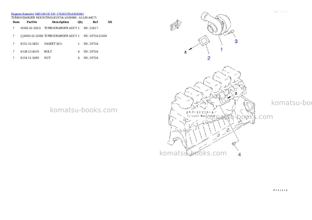 Komatsu s6d140-1z s/n 17626-up Parts catalog cover Page 5 Komatsu s6d140-1z s/n 17626-up Parts catalog cover Page 5