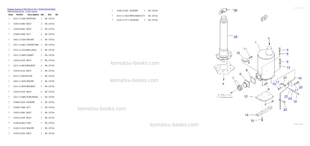 Komatsu s6d140-1z s/n 17626-up Parts catalog cover Page 9 Komatsu s6d140-1z s/n 17626-up Parts catalog cover Page 9