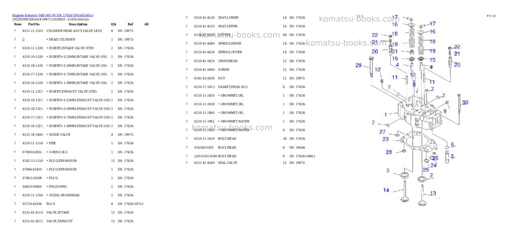 Komatsu s6d140-1w s/n 17626-up Parts catalog cover Komatsu s6d140-1w s/n 17626-up Parts catalog cover