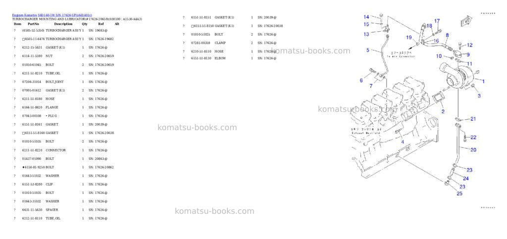 Komatsu s6d140-1w s/n 17626-up Parts catalog cover Page 8 Komatsu s6d140-1w s/n 17626-up Parts catalog cover Page 8