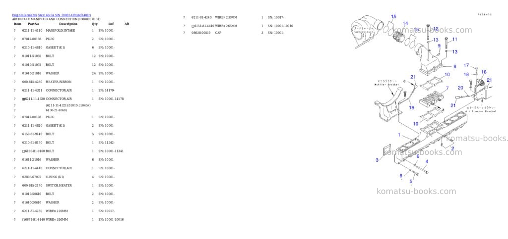 Komatsu s6d140-1a s/n 10001-up Parts catalog cover Page 7 Komatsu s6d140-1a s/n 10001-up Parts catalog cover Page 7