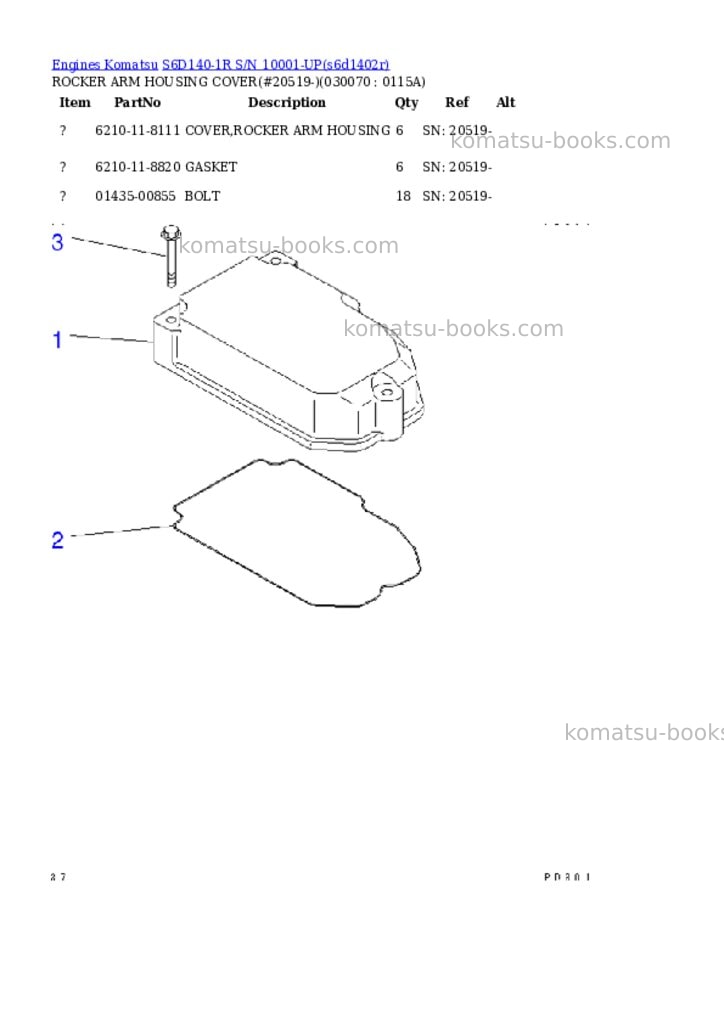 Komatsu s6d140-1r s/n 10001-up Parts catalog cover Page 6 Komatsu s6d140-1r s/n 10001-up Parts catalog cover Page 6
