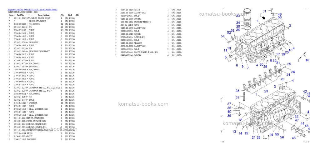 Komatsu S6D140-1L S/N 13126-UP Parts catalog cover Page 7 Komatsu S6D140-1L S/N 13126-UP Parts catalog cover Page 7