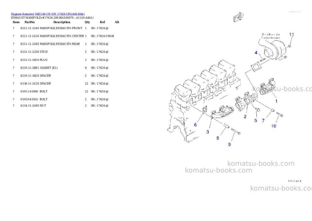 Komatsu S6D140-1W S/N 17626-UP Parts catalog cover Page 6 Komatsu S6D140-1W S/N 17626-UP Parts catalog cover Page 6