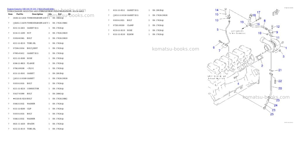 Komatsu S6D140-1W S/N 17626-UP Parts catalog cover Page 8 Komatsu S6D140-1W S/N 17626-UP Parts catalog cover Page 8