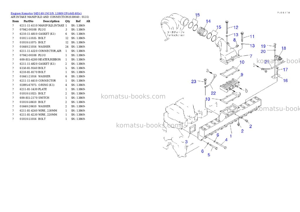 Komatsu s6d140-1m s/n 13869-up Parts catalog cover Page 3 Komatsu s6d140-1m s/n 13869-up Parts catalog cover Page 3