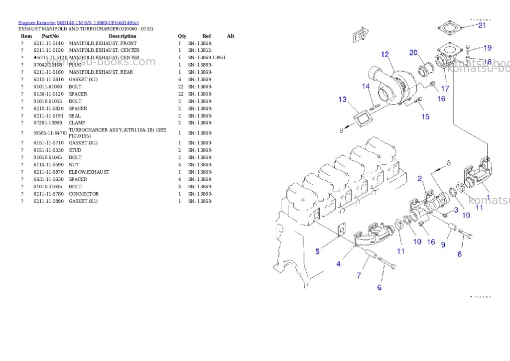 Komatsu s6d140-1m s/n 13869-up Parts catalog cover Page 5 Komatsu s6d140-1m s/n 13869-up Parts catalog cover Page 5