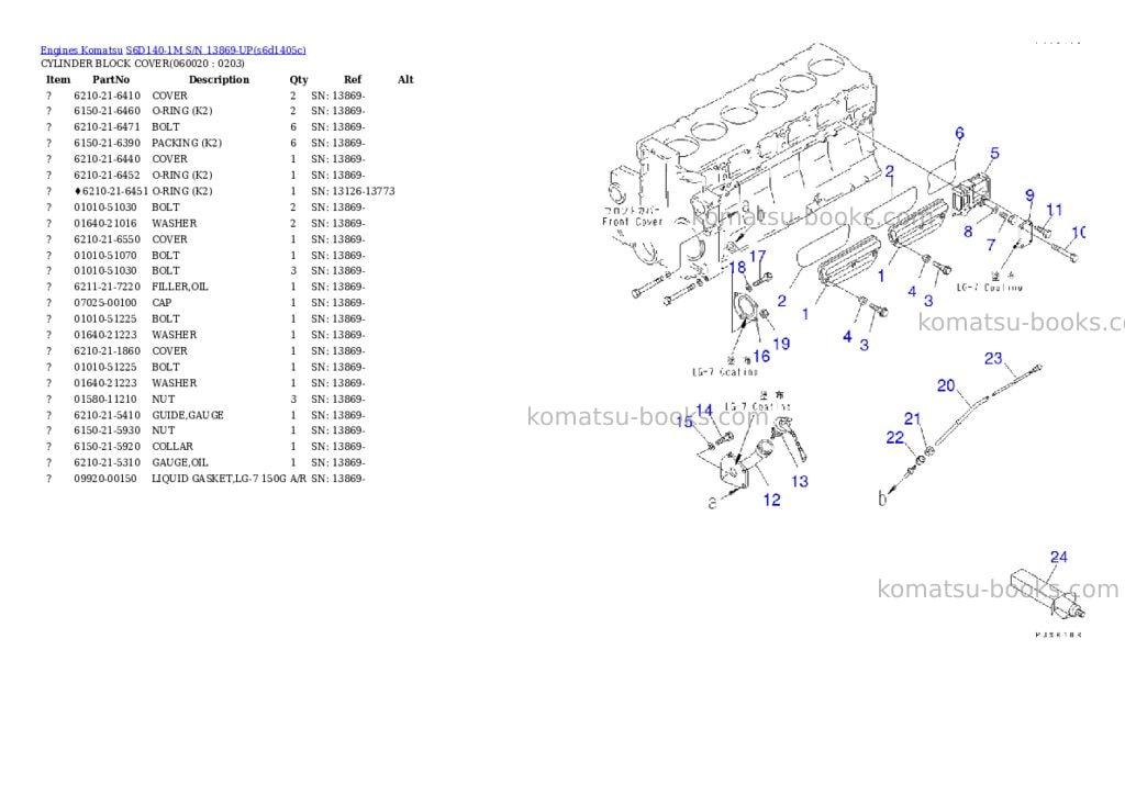 Komatsu s6d140-1m s/n 13869-up Parts catalog cover Page 8 Komatsu s6d140-1m s/n 13869-up Parts catalog cover Page 8