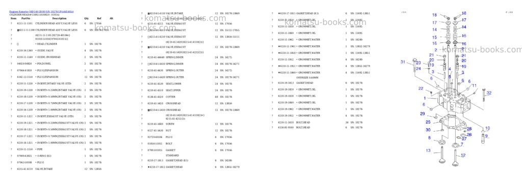 Komatsu s6d140-1b-80 s/n 10278-up Parts catalog cover