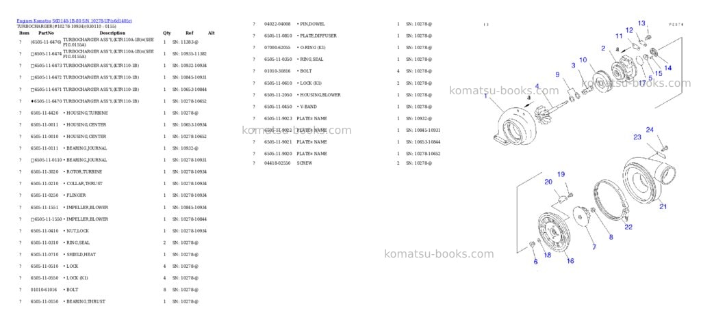 Komatsu s6d140-1b-80 s/n 10278-up Parts catalog cover Page 10