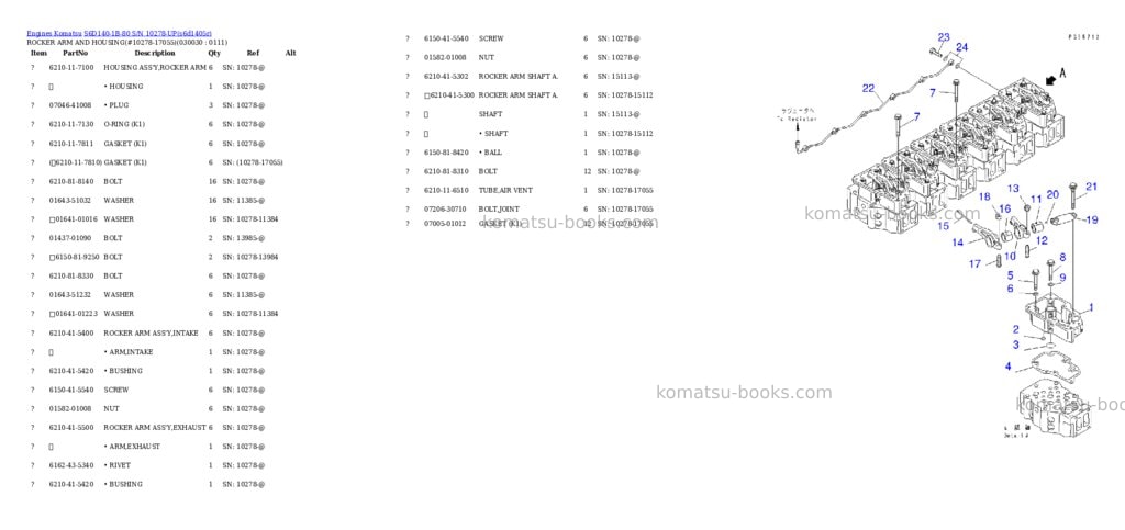 Komatsu s6d140-1b-80 s/n 10278-up Parts catalog cover Page 2