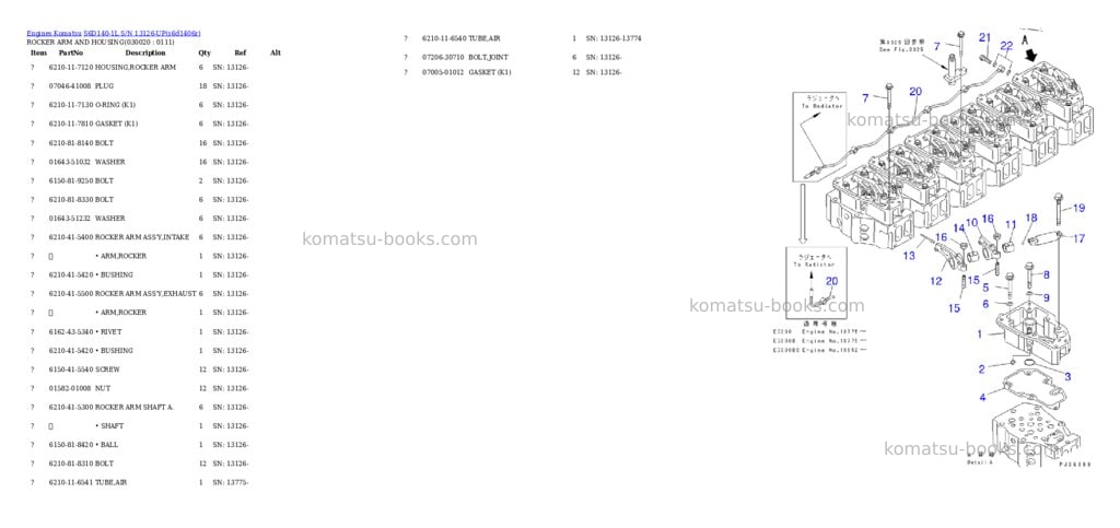 Komatsu s6d140-1l s/n 13126-up Parts catalog cover Komatsu s6d140-1l s/n 13126-up Parts catalog cover