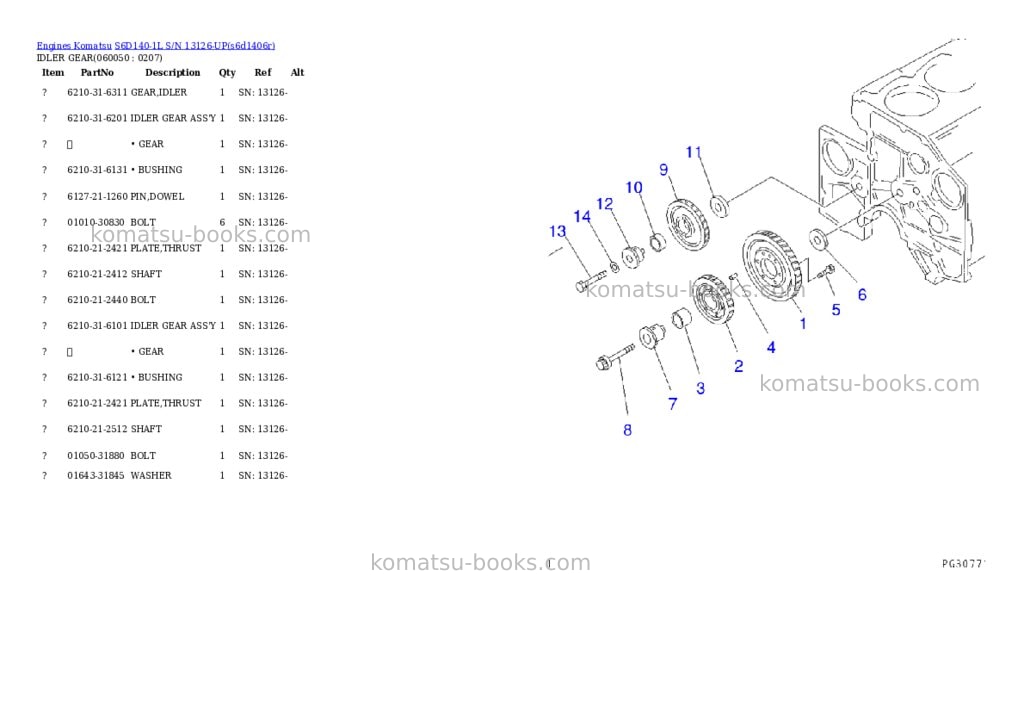 Komatsu s6d140-1l s/n 13126-up Parts catalog cover Page 10 Komatsu s6d140-1l s/n 13126-up Parts catalog cover Page 10