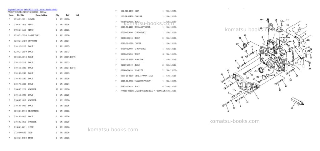 Komatsu s6d140-1l s/n 13126-up Parts catalog cover Page 9 Komatsu s6d140-1l s/n 13126-up Parts catalog cover Page 9