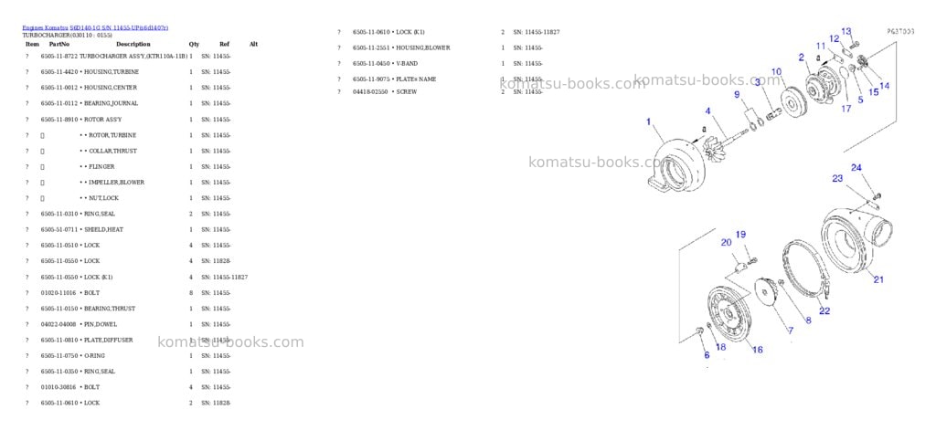 Komatsu S6D140-1G S/N 11455-UP Parts catalog cover Page 10 Komatsu S6D140-1G S/N 11455-UP Parts catalog cover Page 10