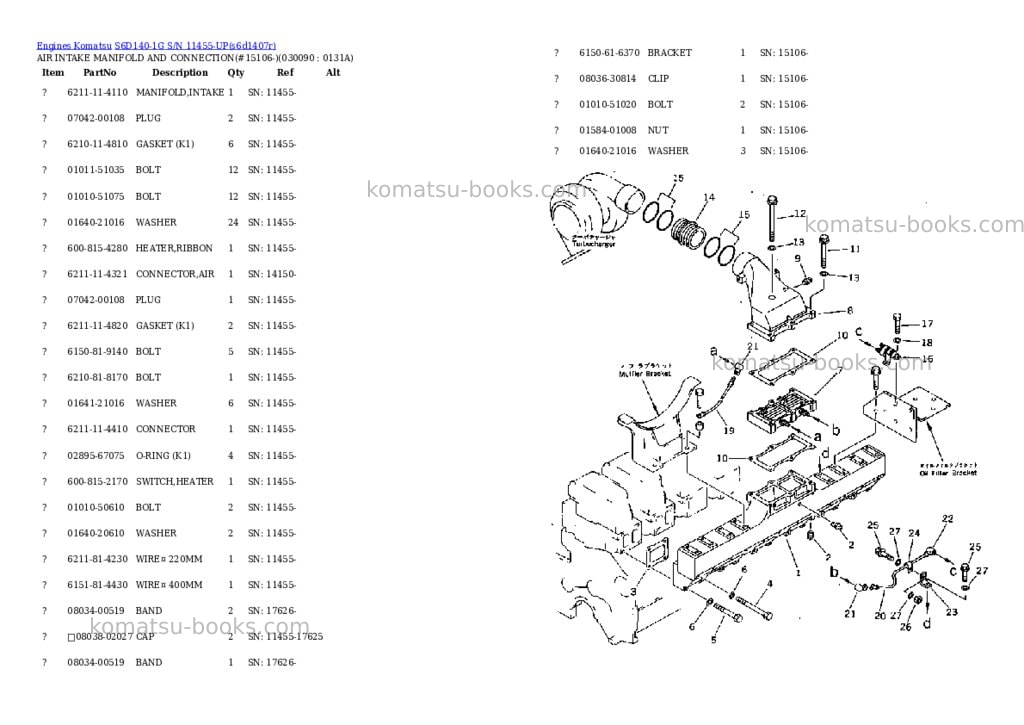 Komatsu S6D140-1G S/N 11455-UP Parts catalog cover Page 8 Komatsu S6D140-1G S/N 11455-UP Parts catalog cover Page 8