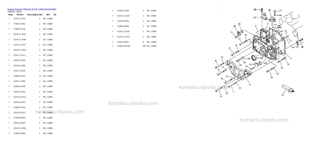 Komatsu S6D140-1M S/N 13869-UP Parts catalog cover Page 8 Komatsu S6D140-1M S/N 13869-UP Parts catalog cover Page 8