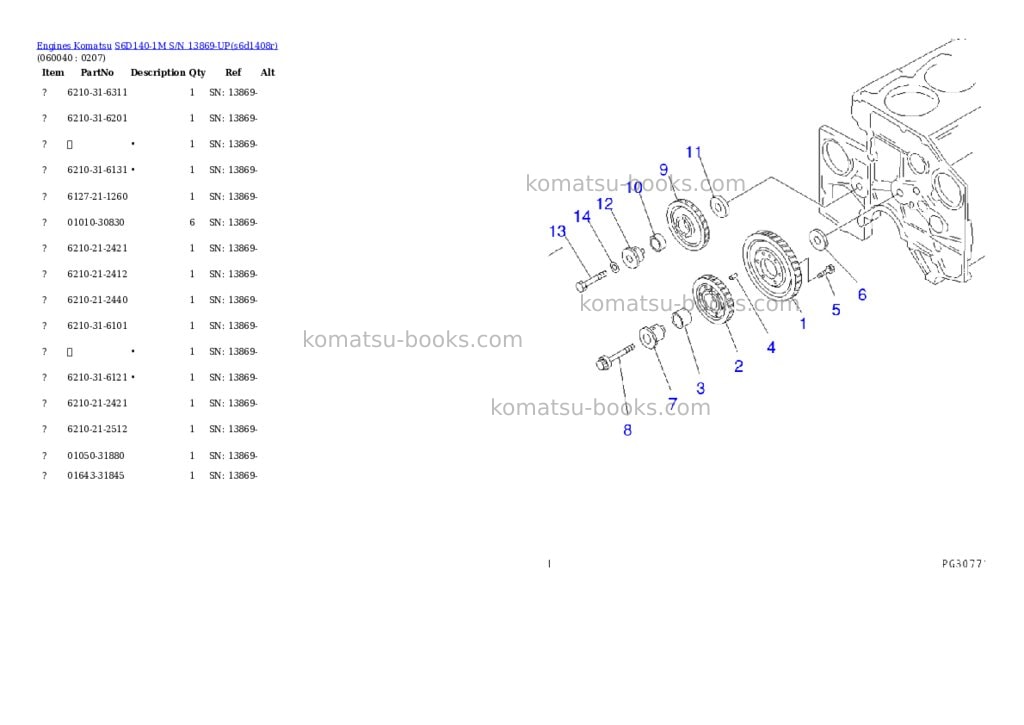 Komatsu S6D140-1M S/N 13869-UP Parts catalog cover Page 9 Komatsu S6D140-1M S/N 13869-UP Parts catalog cover Page 9