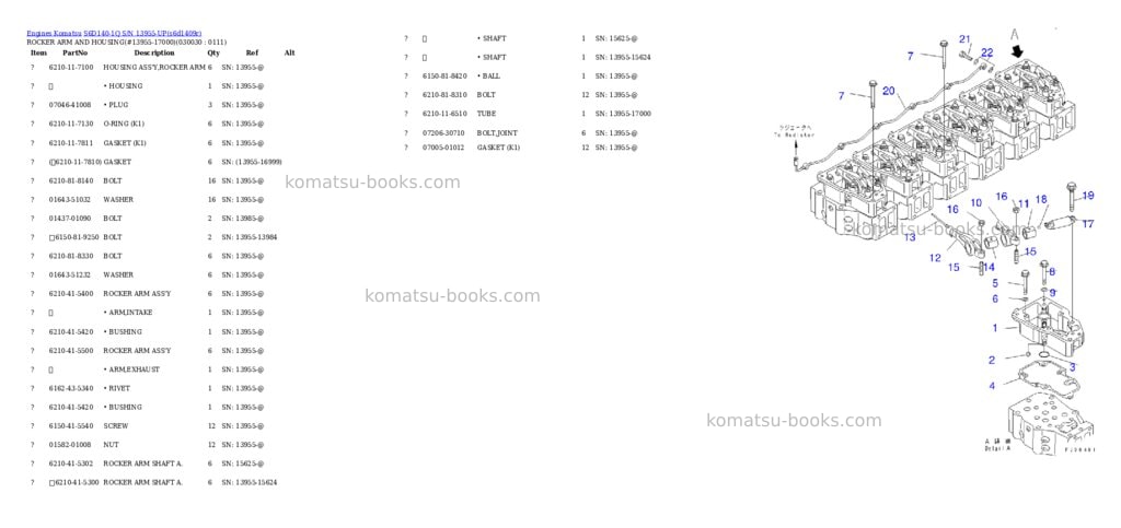 Komatsu s6d140-1q s/n 13955-up Parts catalog cover Page 2