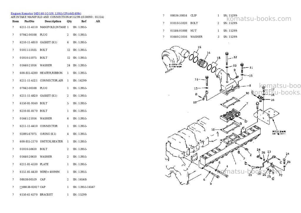 Komatsu s6d140-1q s/n 13955-up Parts catalog cover Page 8