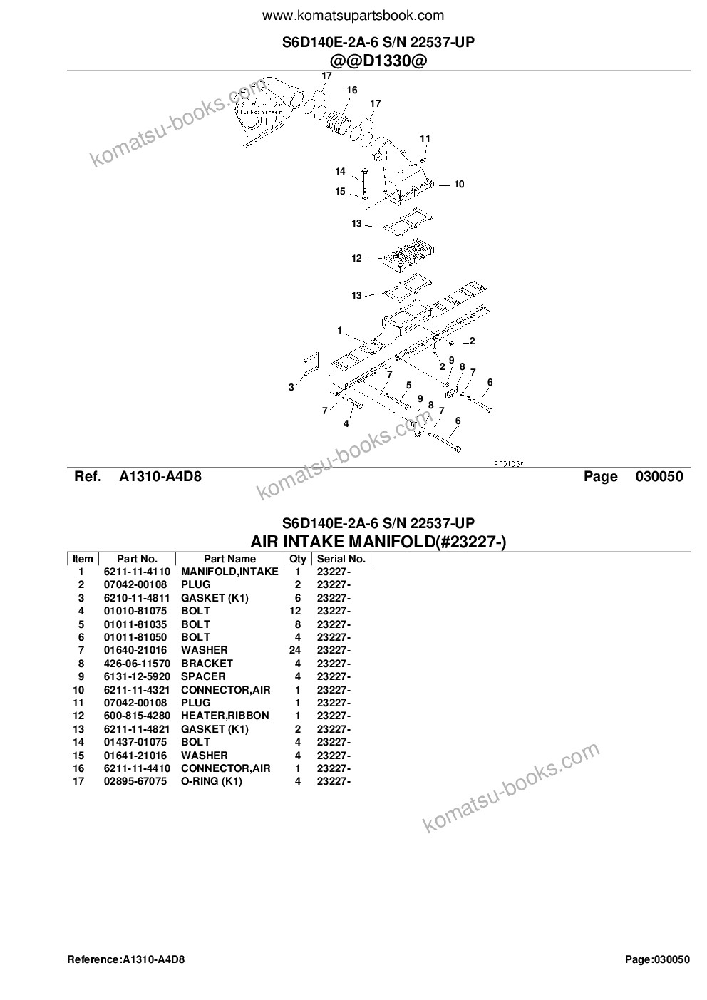 Komatsu s6d140e-2a-6 s/n 22537-up Parts catalog cover Page 10 Komatsu s6d140e-2a-6 s/n 22537-up Parts catalog cover Page 10