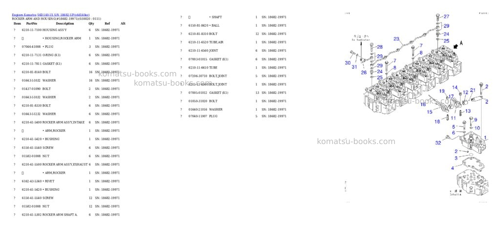 Komatsu S6D140-1X S/N 18682-UP Parts catalog cover Komatsu S6D140-1X S/N 18682-UP Parts catalog cover