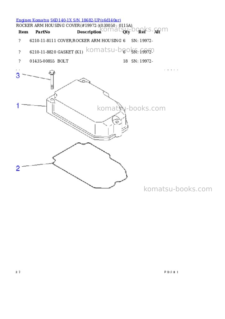 Komatsu S6D140-1X S/N 18682-UP Parts catalog cover Page 4 Komatsu S6D140-1X S/N 18682-UP Parts catalog cover Page 4