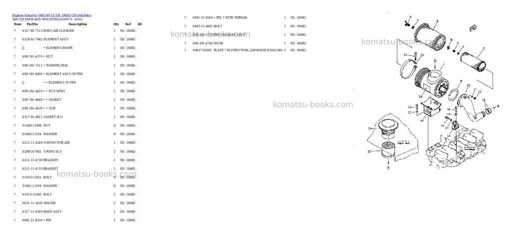 Komatsu S6D140-1X S/N 18682-UP Parts catalog cover Page 6 Komatsu S6D140-1X S/N 18682-UP Parts catalog cover Page 6