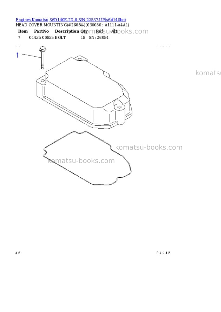 Komatsu s6d140e-2d-6 s/n 22537-up Parts catalog cover Page 2 Komatsu s6d140e-2d-6 s/n 22537-up Parts catalog cover Page 2