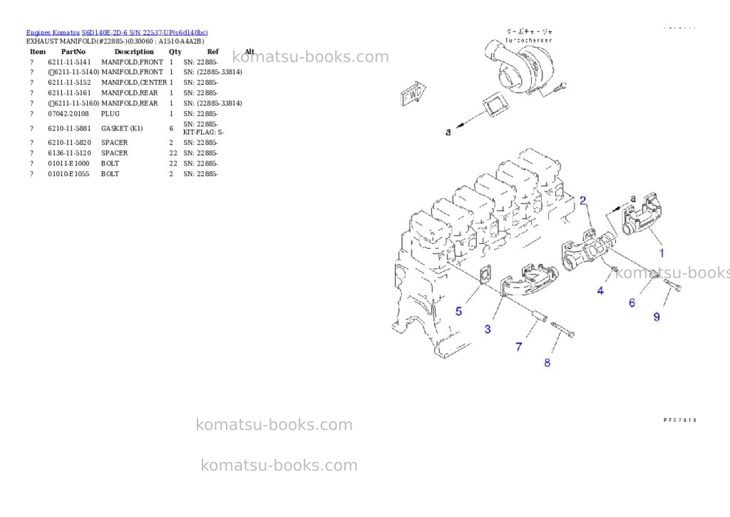 Komatsu s6d140e-2d-6 s/n 22537-up Parts catalog cover Page 5 Komatsu s6d140e-2d-6 s/n 22537-up Parts catalog cover Page 5