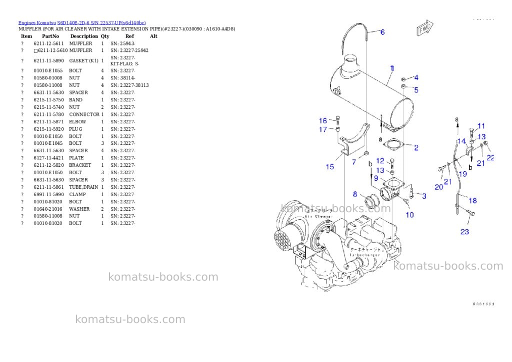 Komatsu s6d140e-2d-6 s/n 22537-up Parts catalog cover Page 8 Komatsu s6d140e-2d-6 s/n 22537-up Parts catalog cover Page 8