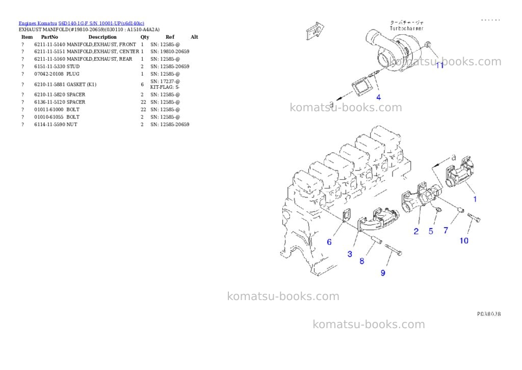 Komatsu s6d140-1g-f s/n 10001-up Parts catalog cover Page 10 Komatsu s6d140-1g-f s/n 10001-up Parts catalog cover Page 10