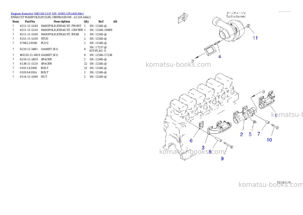 Komatsu s6d140-1g-f s/n 10001-up Parts catalog cover Page 9 Komatsu s6d140-1g-f s/n 10001-up Parts catalog cover Page 9