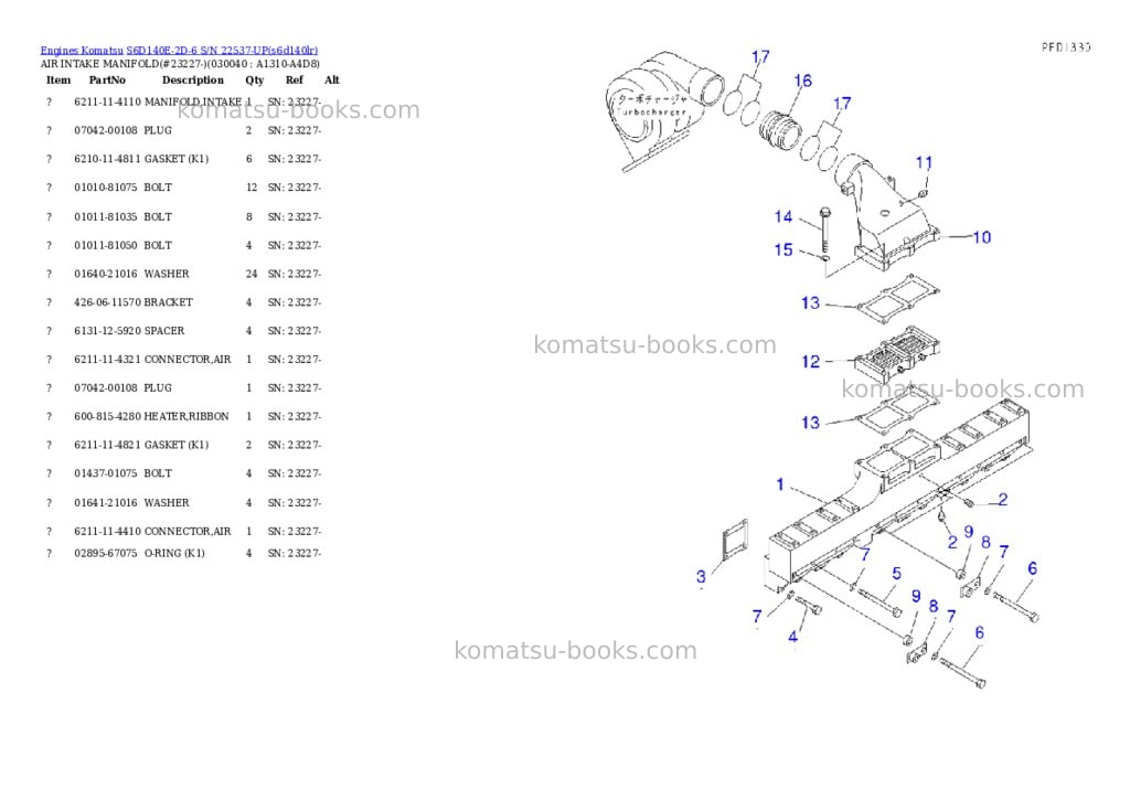 Komatsu S6D140E-2D-6 S/N 22537-UP Parts catalog cover Page 3 Komatsu S6D140E-2D-6 S/N 22537-UP Parts catalog cover Page 3