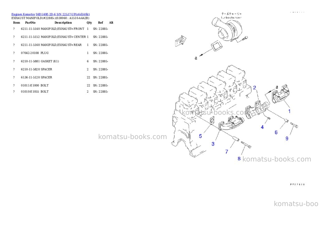 Komatsu S6D140E-2D-6 S/N 22537-UP Parts catalog cover Page 5 Komatsu S6D140E-2D-6 S/N 22537-UP Parts catalog cover Page 5