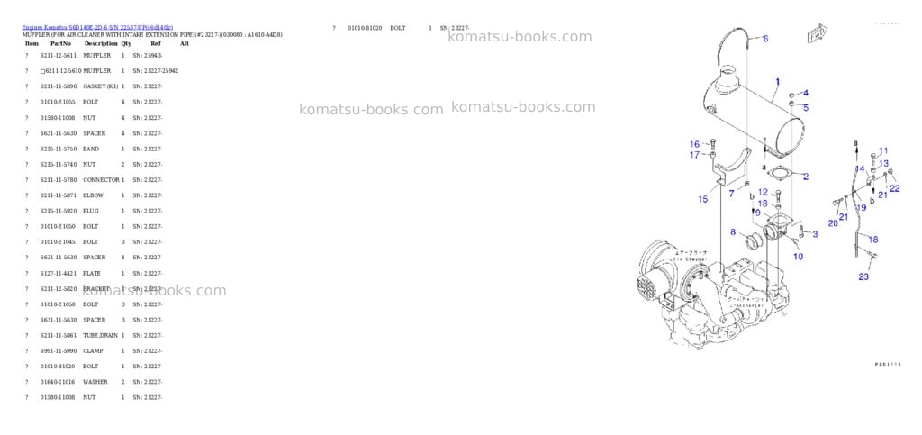 Komatsu S6D140E-2D-6 S/N 22537-UP Parts catalog cover Page 7 Komatsu S6D140E-2D-6 S/N 22537-UP Parts catalog cover Page 7