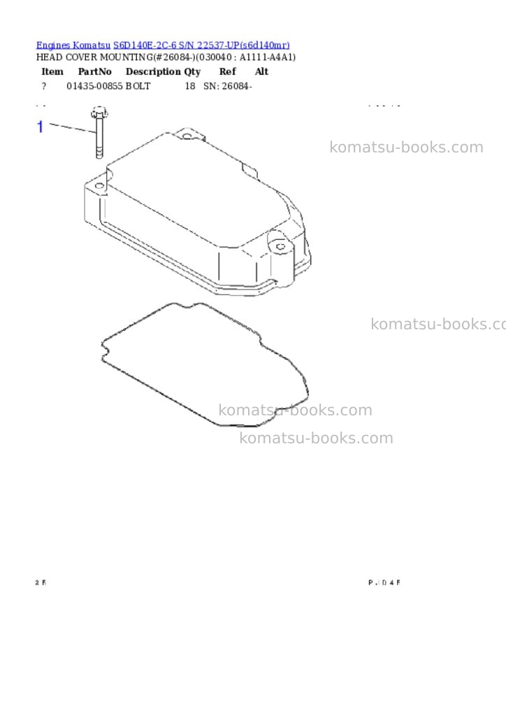Komatsu s6d140e-2c-6 s/n 22537-up Parts catalog cover Page 3 Komatsu s6d140e-2c-6 s/n 22537-up Parts catalog cover Page 3