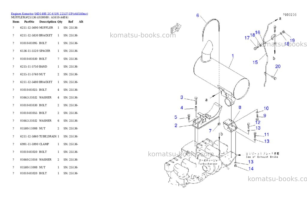 Komatsu s6d140e-2c-6 s/n 22537-up Parts catalog cover Page 7 Komatsu s6d140e-2c-6 s/n 22537-up Parts catalog cover Page 7