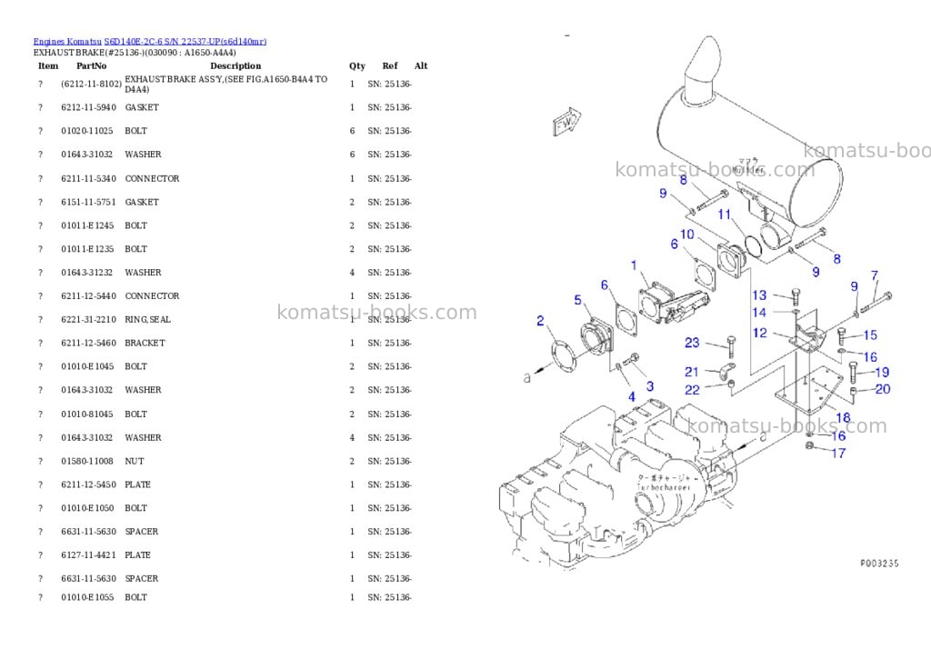 Komatsu s6d140e-2c-6 s/n 22537-up Parts catalog cover Page 8 Komatsu s6d140e-2c-6 s/n 22537-up Parts catalog cover Page 8