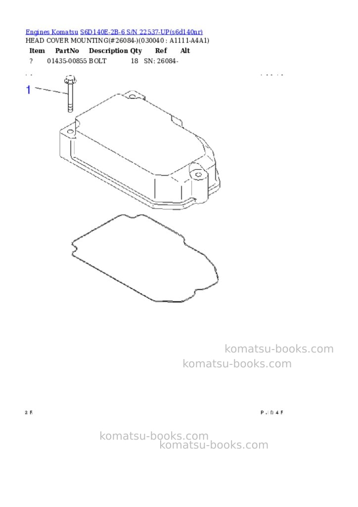 Komatsu S6D140E-2B-6 S/N 22537-UP Parts catalog cover Page 3 Komatsu S6D140E-2B-6 S/N 22537-UP Parts catalog cover Page 3