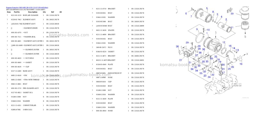 Komatsu S6D140E-2B-6 S/N 22537-UP Parts catalog cover Page 5 Komatsu S6D140E-2B-6 S/N 22537-UP Parts catalog cover Page 5