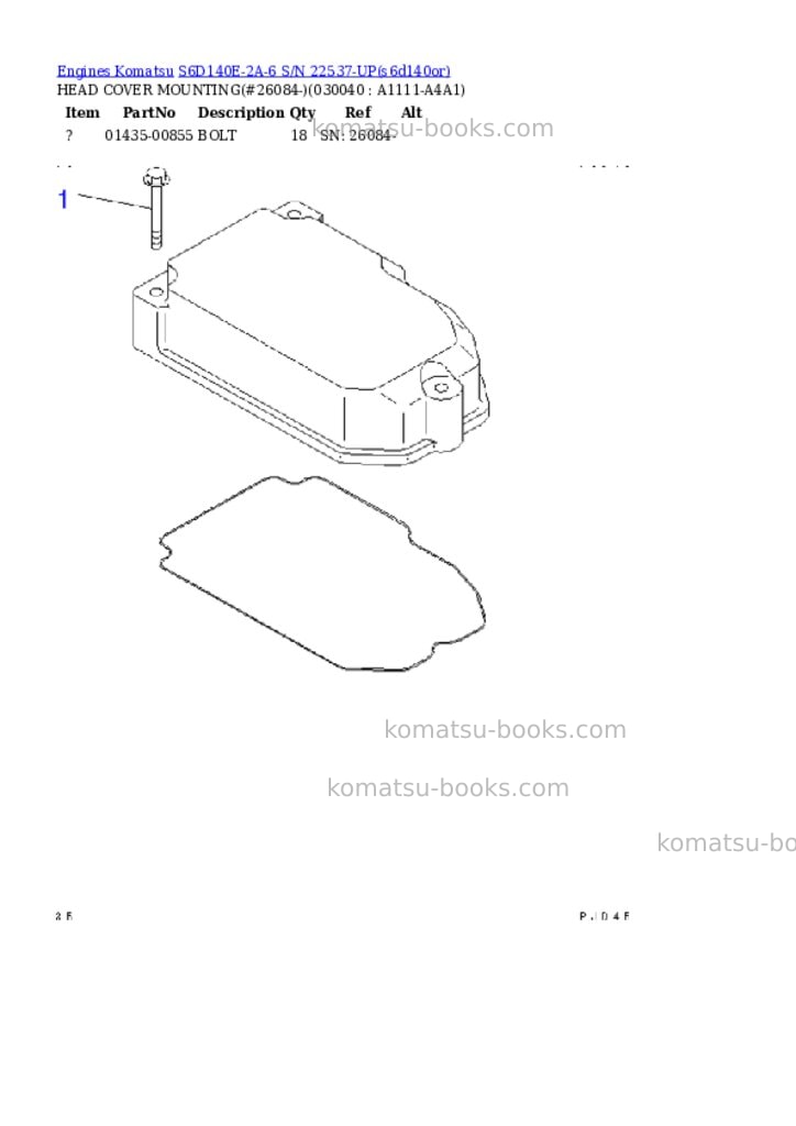 Komatsu S6D140E-2A-6 S/N 22537-UP Parts catalog cover Page 3 Komatsu S6D140E-2A-6 S/N 22537-UP Parts catalog cover Page 3