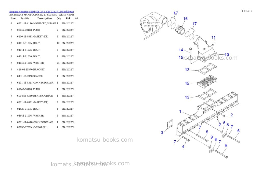 Komatsu S6D140E-2A-6 S/N 22537-UP Parts catalog cover Page 4 Komatsu S6D140E-2A-6 S/N 22537-UP Parts catalog cover Page 4