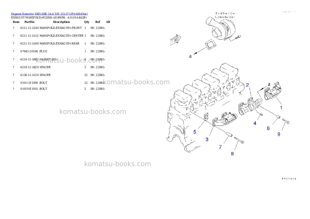 Komatsu S6D140E-2A-6 S/N 22537-UP Parts catalog cover Page 8 Komatsu S6D140E-2A-6 S/N 22537-UP Parts catalog cover Page 8