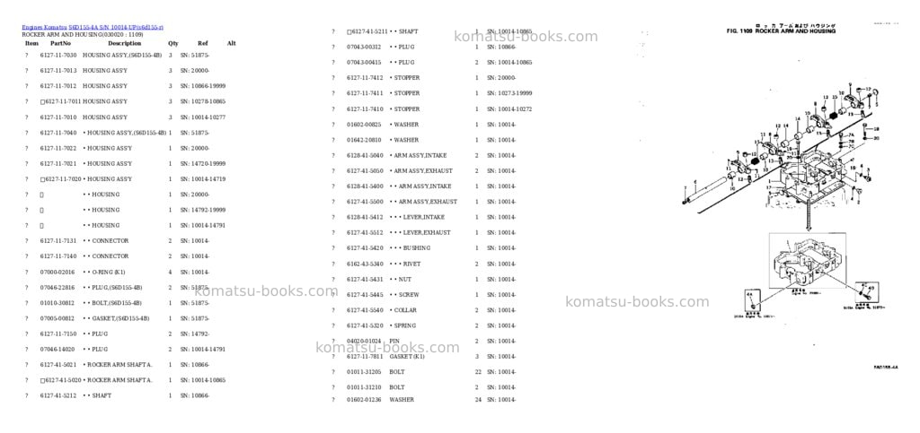Komatsu S6D155-4A S/N 10014-UP Parts catalog cover Komatsu S6D155-4A S/N 10014-UP Parts catalog cover
