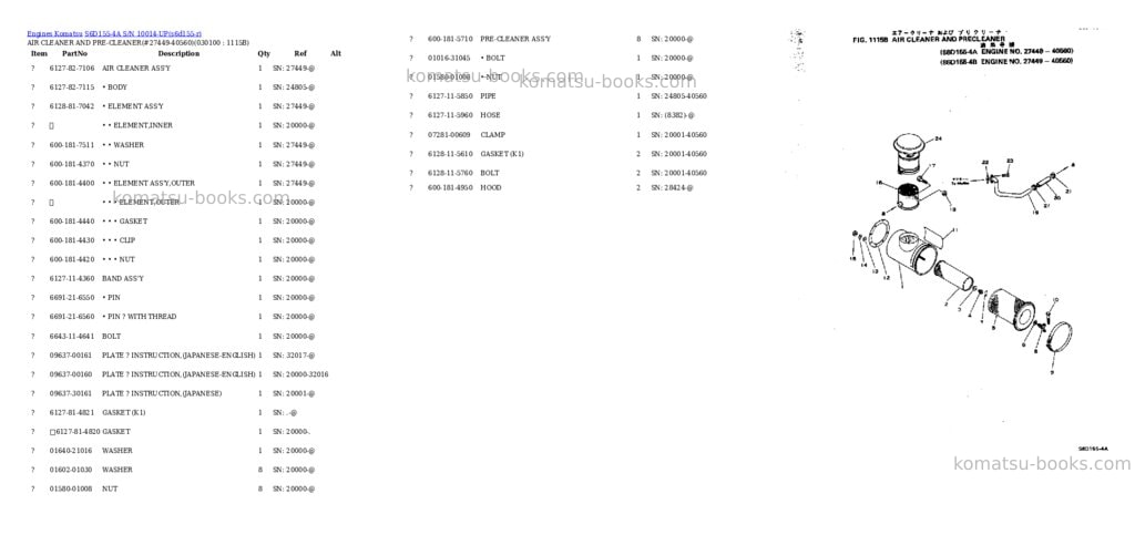Komatsu S6D155-4A S/N 10014-UP Parts catalog cover Page 9 Komatsu S6D155-4A S/N 10014-UP Parts catalog cover Page 9