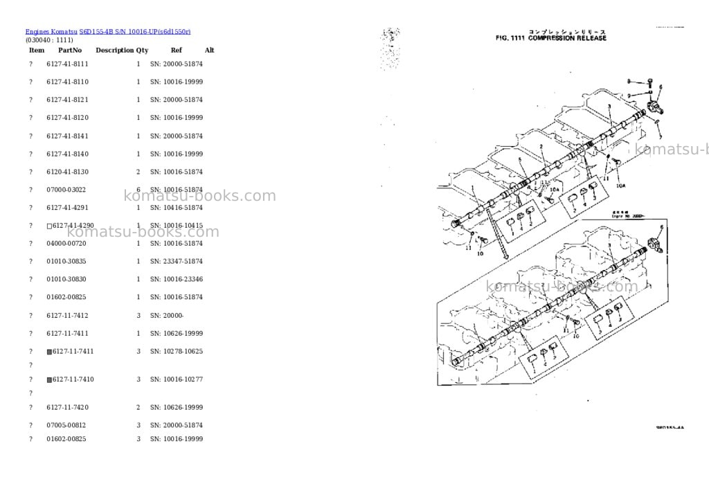 Komatsu S6D155-4B S/N 10016-UP Parts catalog cover Page 3 Komatsu S6D155-4B S/N 10016-UP Parts catalog cover Page 3