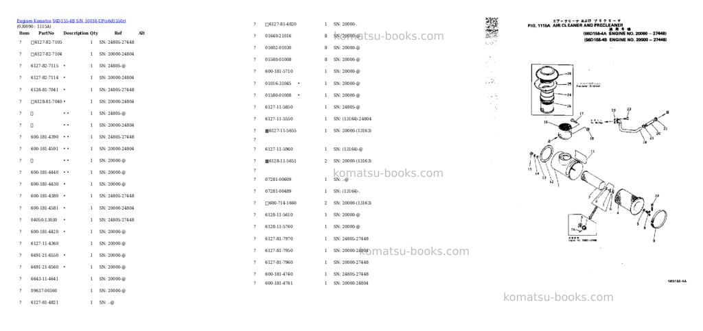 Komatsu S6D155-4B S/N 10016-UP Parts catalog cover Page 8 Komatsu S6D155-4B S/N 10016-UP Parts catalog cover Page 8