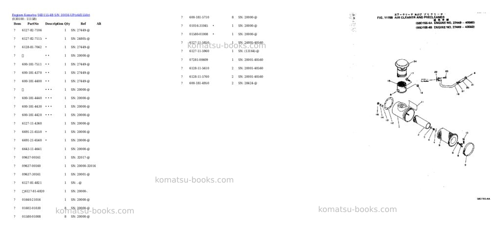 Komatsu S6D155-4B S/N 10016-UP Parts catalog cover Page 9 Komatsu S6D155-4B S/N 10016-UP Parts catalog cover Page 9